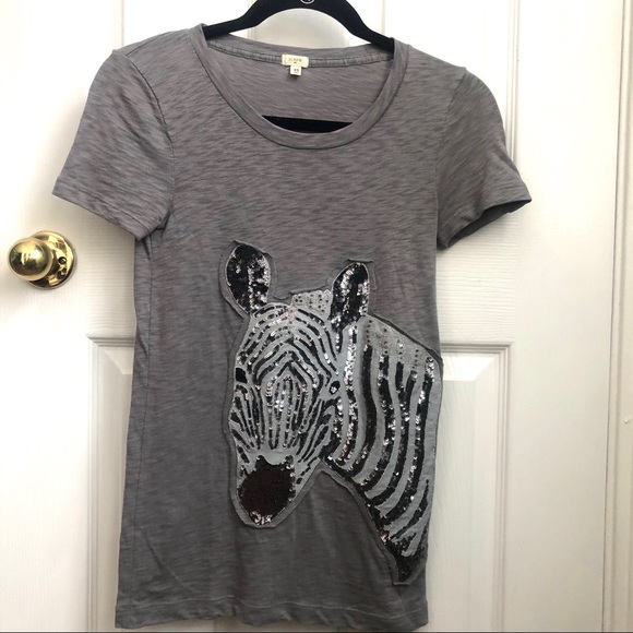 J.Crew zebra gray tee shirt sequin XS - Picture 4 of 9